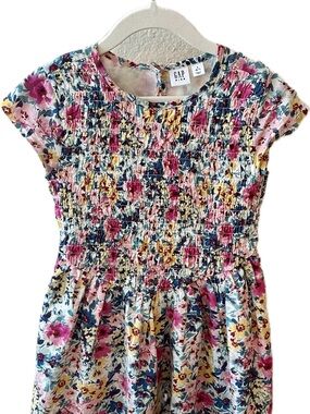GAP Girls Floral Smocked Dress - Pink, Navy, Yellow